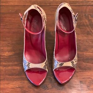 Yves Saint Laurent reptile print heels